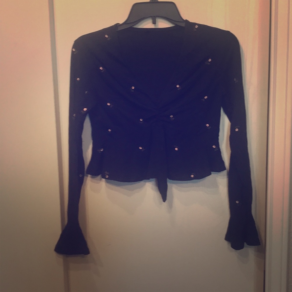 Vneck long sleeve crop